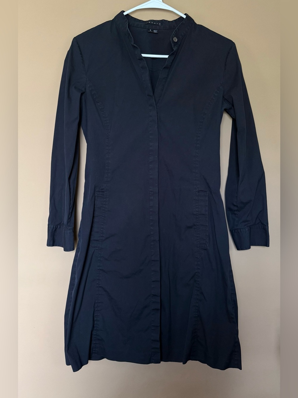 Theory Black 3/4 Sleeve Shirt Dress